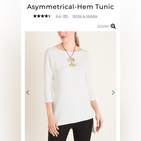 Chicos Asymmetrical Hem Scuba Tunic Cream White Minimal Minimalist Size O Small - Picture 11 of 14